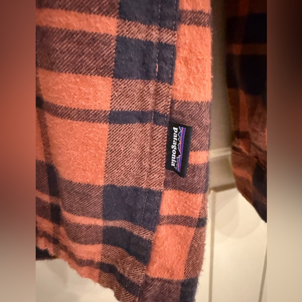 PATAGONIA Fjord Men's Flannel Orange Plaid Shirt SIZE medium - Picture 5 of 7